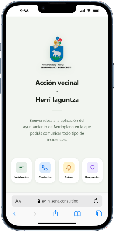 Pantalla de inicio de la app