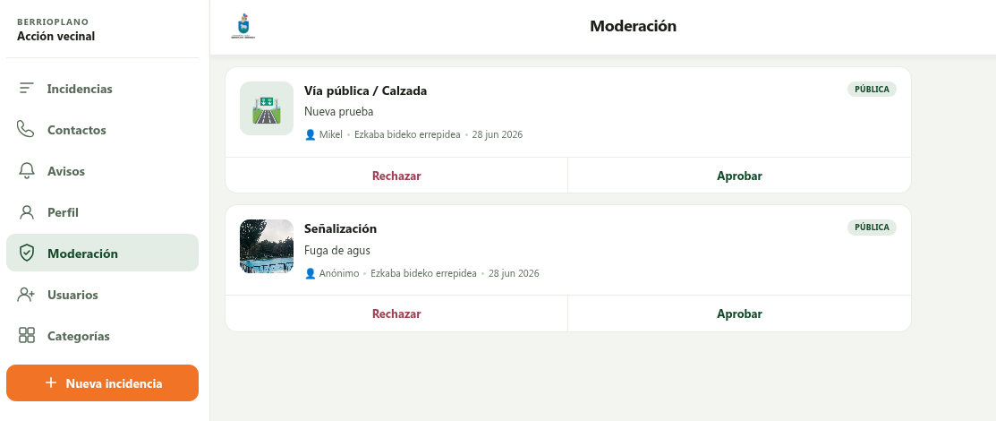 Panel de moderación