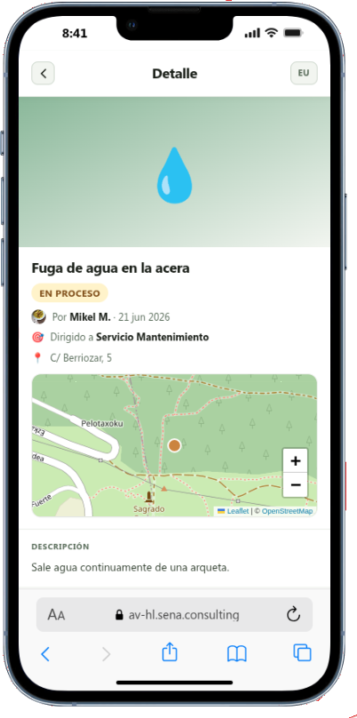 Detalle de incidencia con mapa